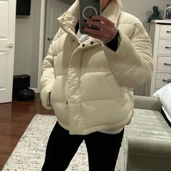 OOF Puffer Jacket Coat in Off White Nylon Size IT 44 / US 8 - Picture 5 of 13